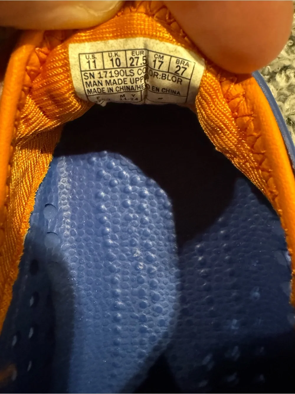 Skechers Guzman Steps Foamies Blue Orange Kids Slip-On Shoes Sz 11